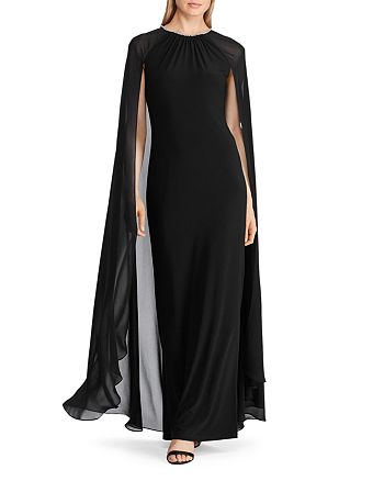 Ralph Lauren Georgette-Cape Jersey Gown | Bloomingdale's