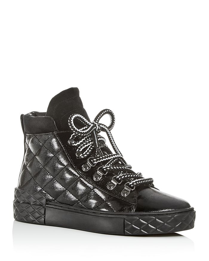Marc Fisher Ltd Women's Dulce Quilted High-top Sneakers In Black Patent