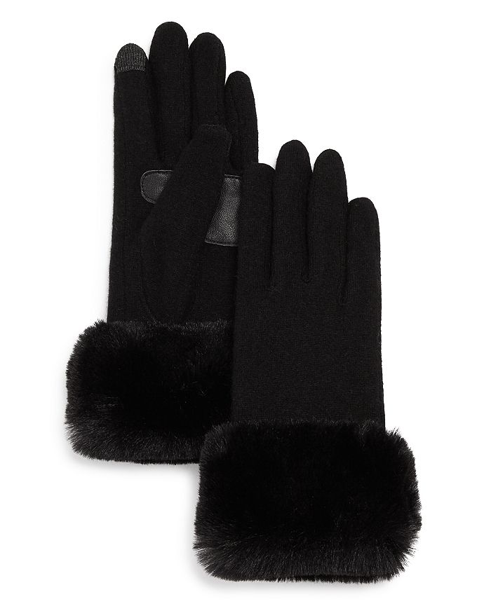 Echo Faux-fur Cuff Tech Gloves - 100% Exclusive In Black