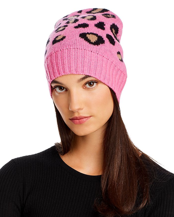 Aqua Leopard Cashmere Hat - 100% Exclusive In Bubblegum