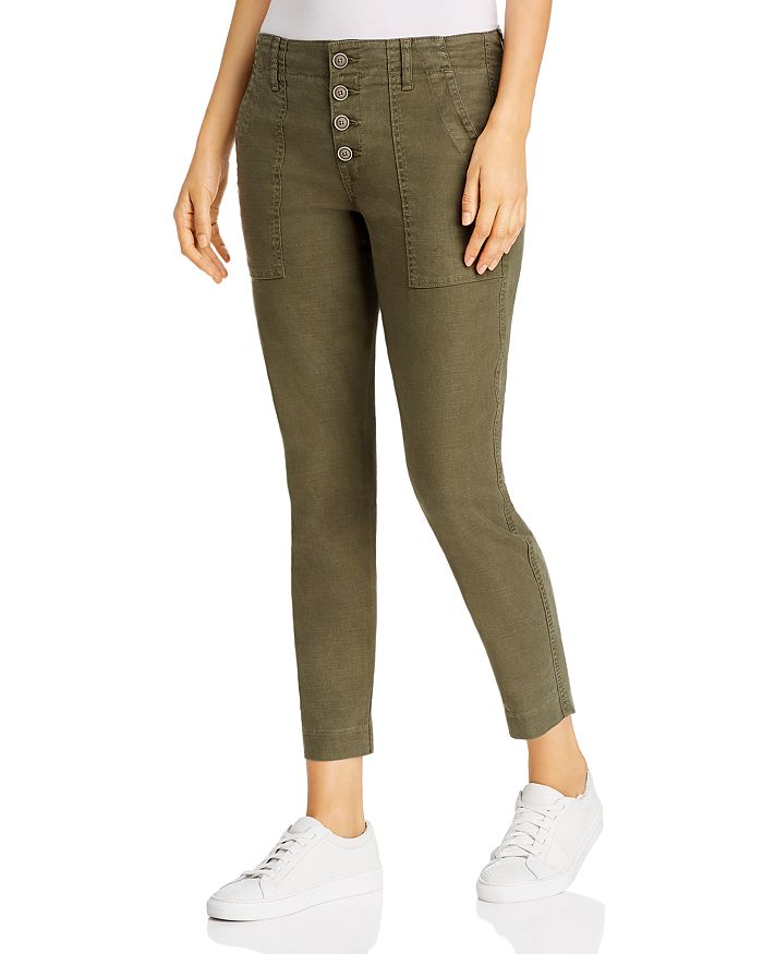 Level 99 Button Fly Ankle Pants In Woodland Green Modesens