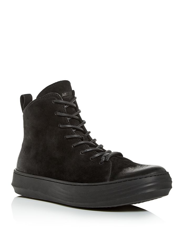 Karl Lagerfeld Men's Nubuck Leather High-top Sneakers In Black