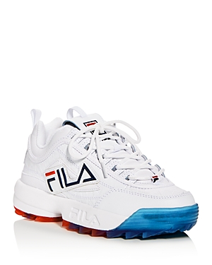 Fila Women's Disruptor Ii Graphic Low-top Sneakers In White/navy