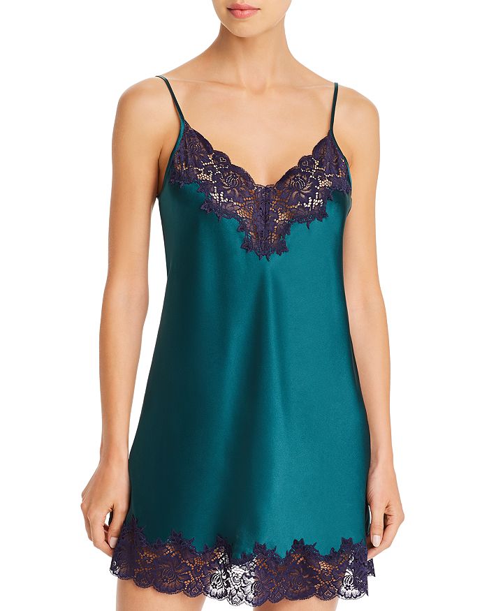 Ginia Pick & Mix Chemise In Emerald/navy