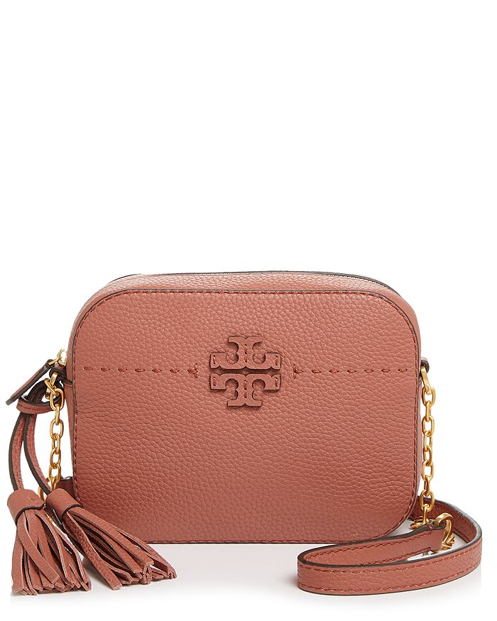 Tory Burch Mcgraw Leather Camera Bag - Pink In Dark Cider/gold