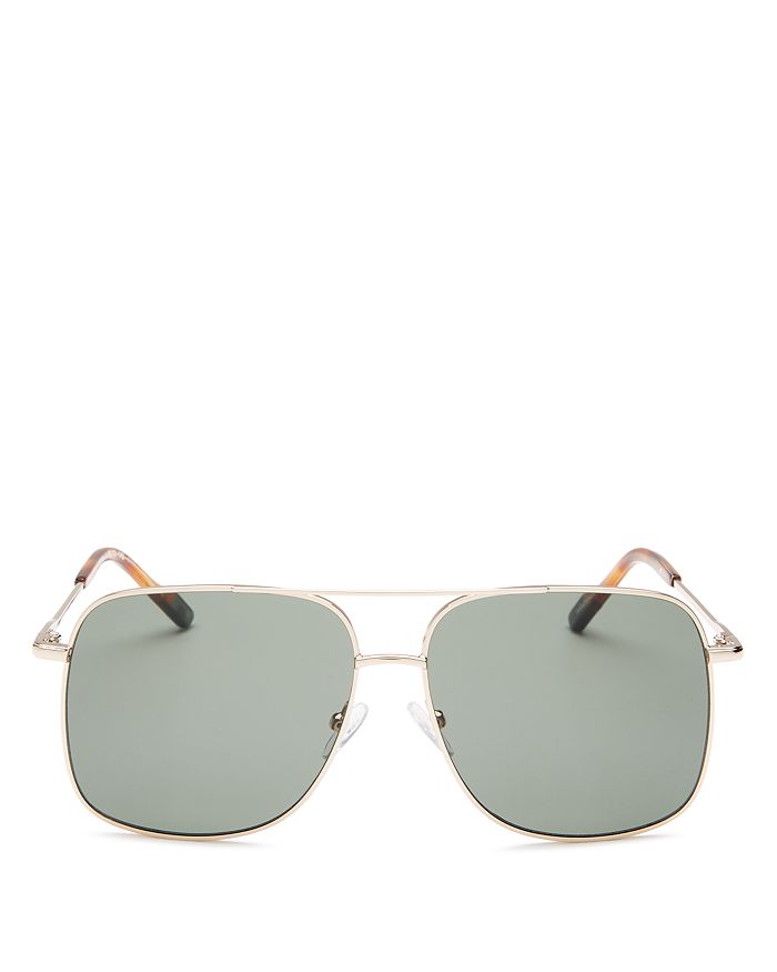 Le Specs Men's Equilateral Brow Bar Aviator Sunglasses, 58mm In Bright Gold/khaki Mono