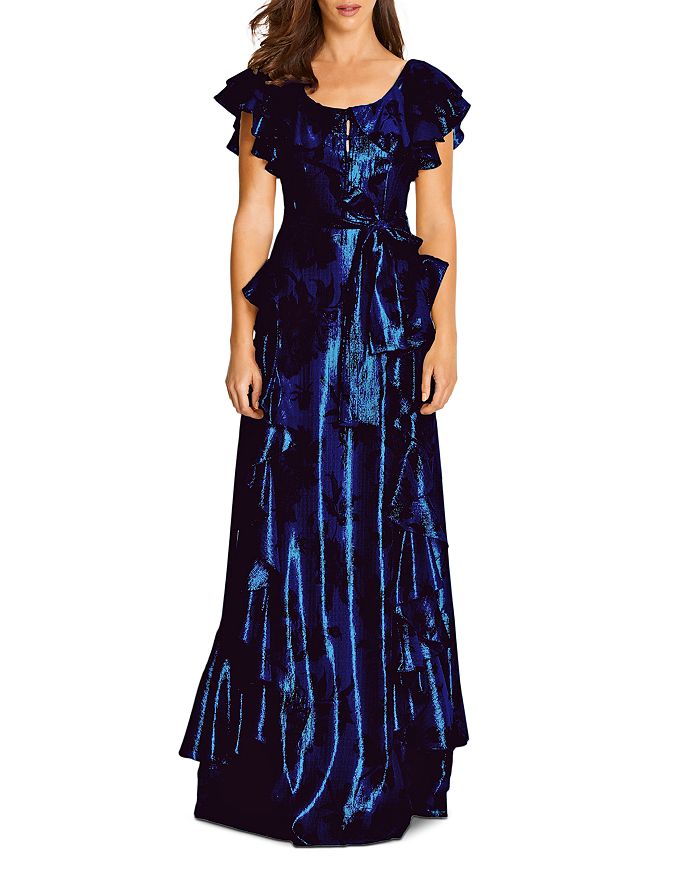 Alice Mccall Salvatore Floral Gown In Blue
