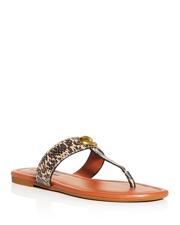 COACH Women s Jessie Snake Embossed Thong Sandals Bloomingdale s