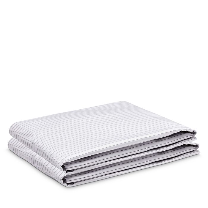 Riley Home Sateen Fitted Sheet, California King In White Pinstripe
