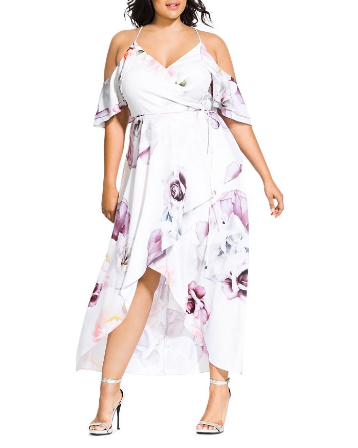City Chic Plus Floral Cold Shoulder Maxi Dress Bloomingdale s