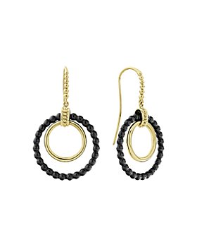 LAGOS - Meridian 18K Yellow Gold & Black Caviar Drop Earrings