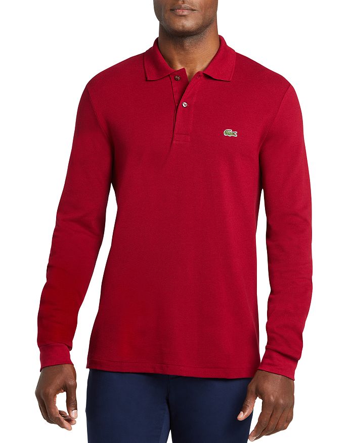 Lacoste Classic Fit Long-sleeve Pique Polo Shirt In Bordeaux