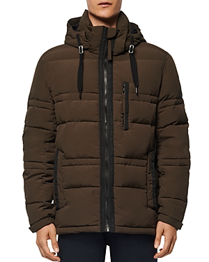 Marc New York Huxley Removable-hood Down Jacket In Olive