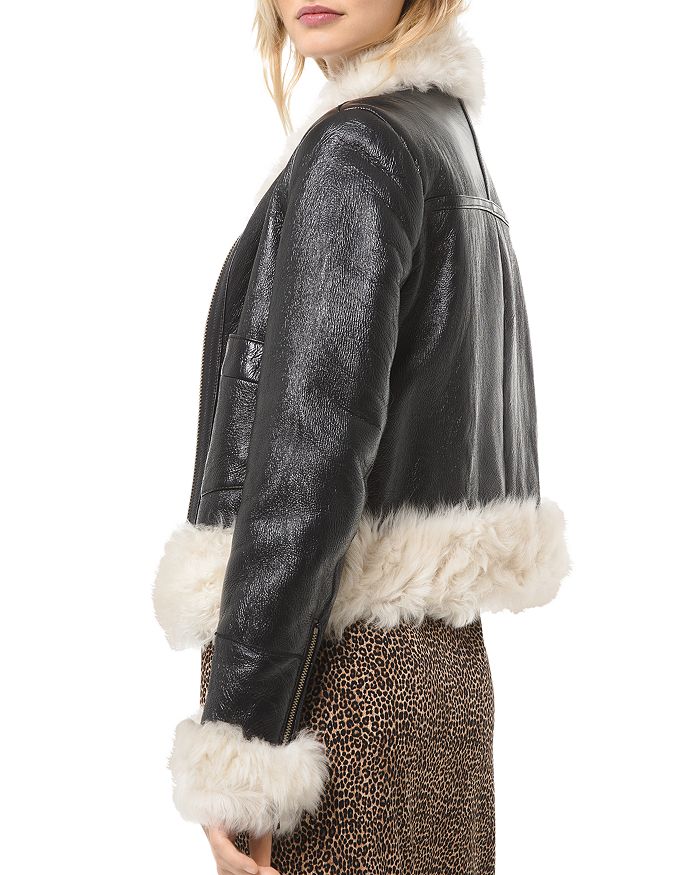 Michael kors shearling bomber jacket shop