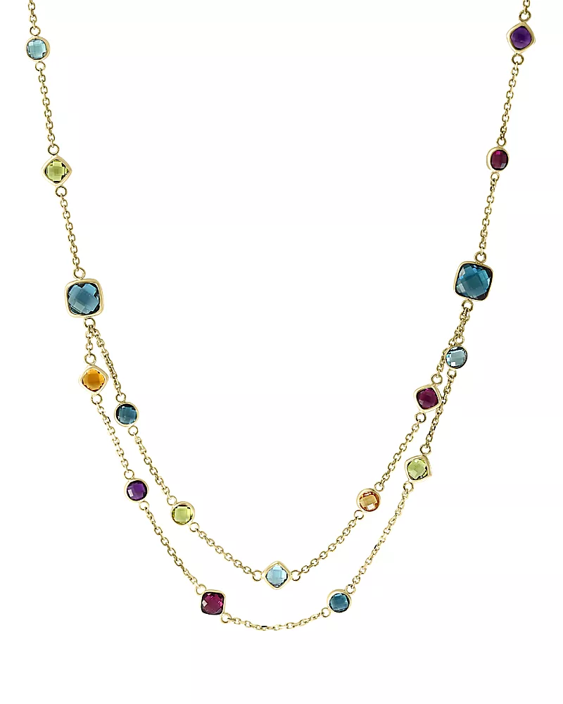 Bloomingdale's Fine Collection Rainbow Gemstone Station Necklace in 14K Yellow Gold, 18