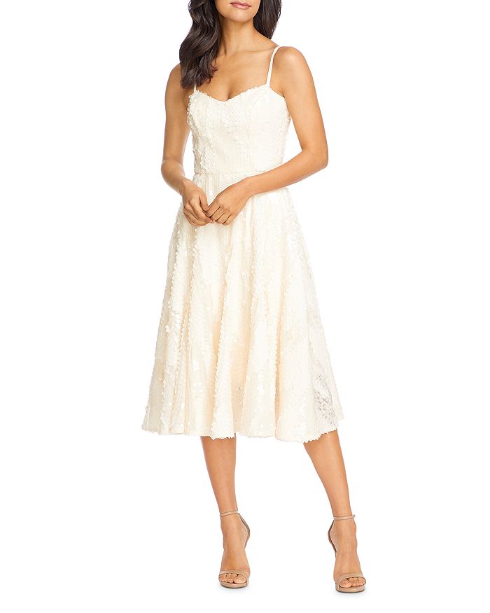 DRESS THE POPULATION DRESS THE POPULATION FLORA SEQUIN FIT-AND-FLARE DRESS,DDR149-K133