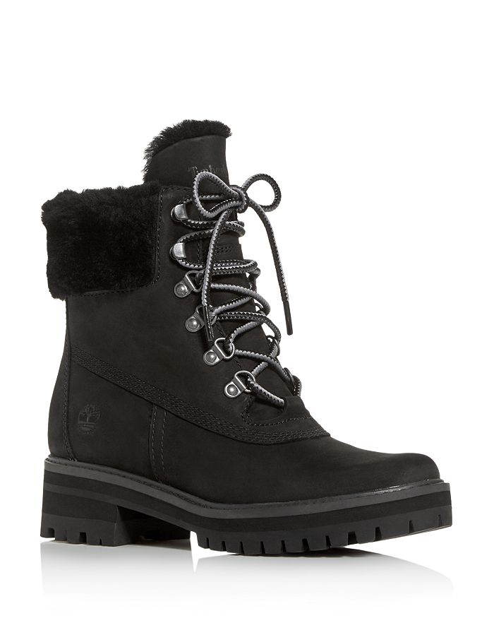 Timberland Women's Courmayeur Valley Shearling Waterproof Cold-weather Boots In Black