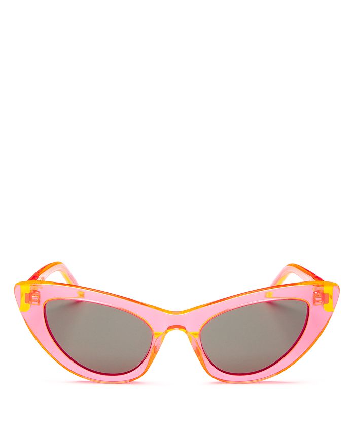 Saint Laurent Women's Lilly Cat Eye Sunglasses, 52mm In Shiny Transparent Fluo Orange/gray