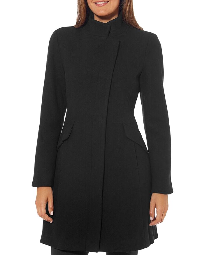 VINCE CAMUTO ASYMMETRIC STAND COLLAR COAT,V29760