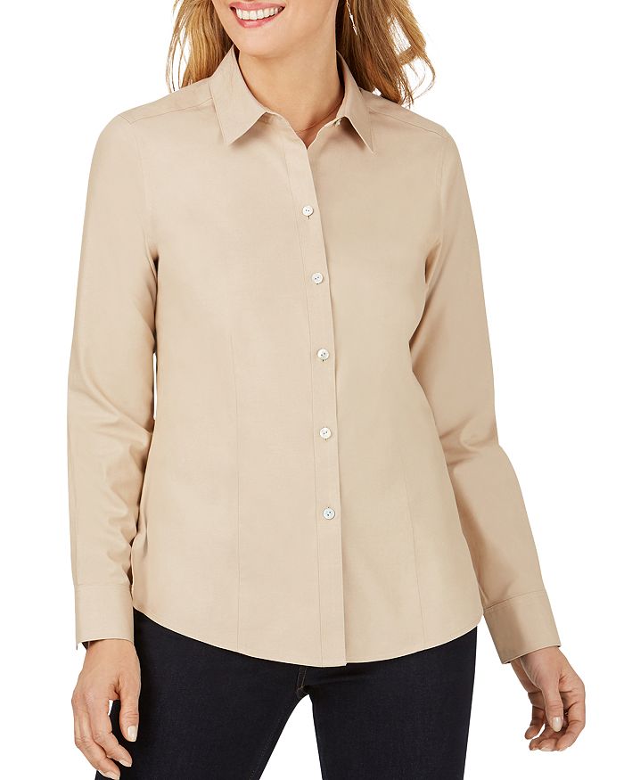 Foxcroft Dianna Non-iron Cotton Shirt In Almond Tart