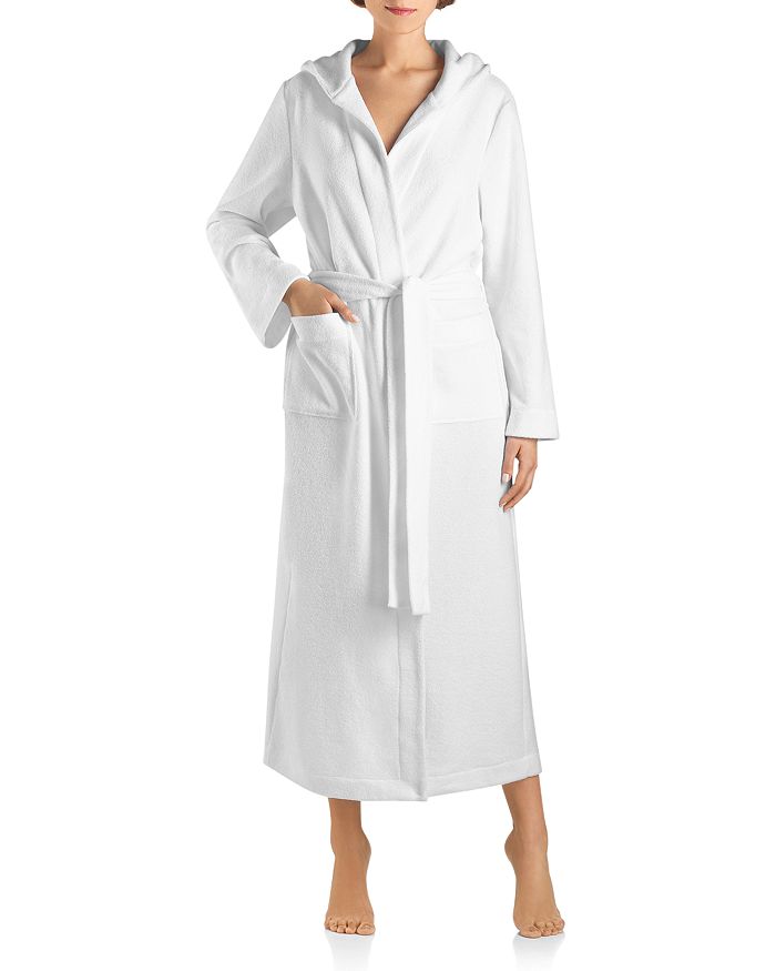 Shop Hanro Robe Selection Plush Hooded Long Robe In White