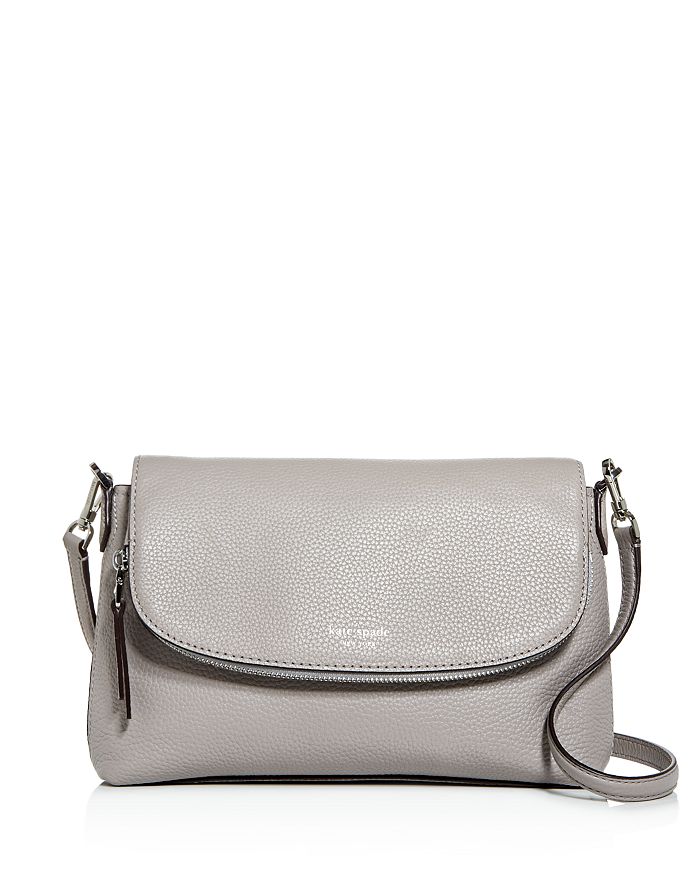 Kate Spade Large Polly Leather Crossbody Bag In True Taupe/sliver | ModeSens
