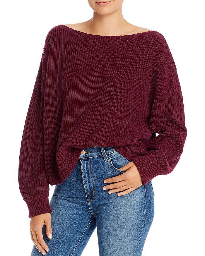 French Connection Millie Mozart Knits Cotton Boat Neck Sweater In Berry Blush