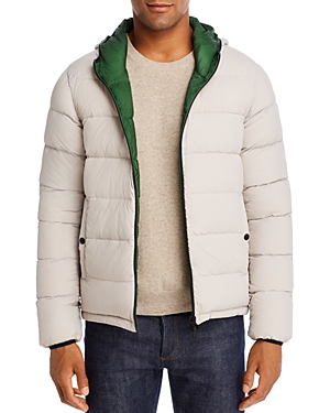 Herno Reversible Hooded Puffer Jacket In Sand / Green