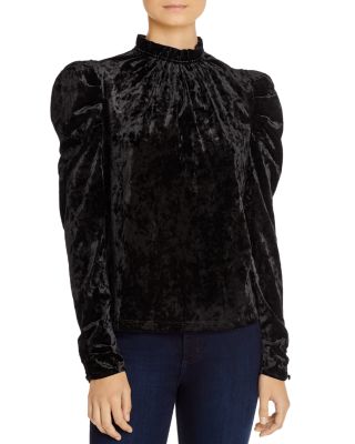 WAYF Erika Puff-Sleeve Crushed Velvet 