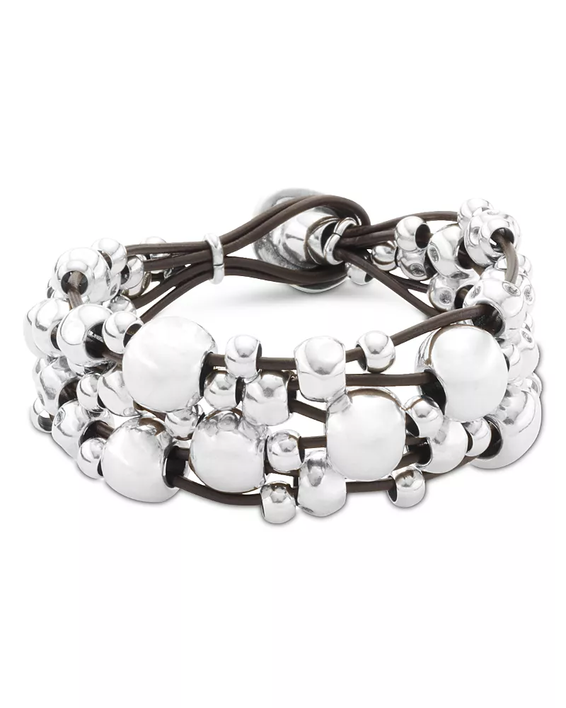 UNOde50 Wide Braided Leather Bracelets