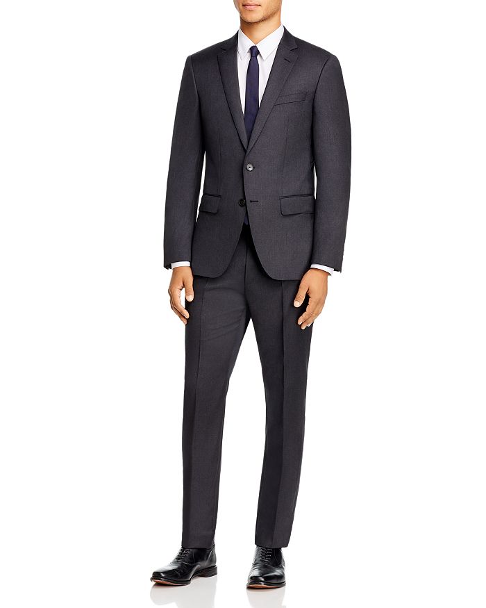 Hugo Boss 3-piece Patterned Wool Slim-fit Suit In Blue