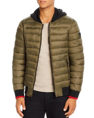 guess men's bomber jacket with removable hooded inset