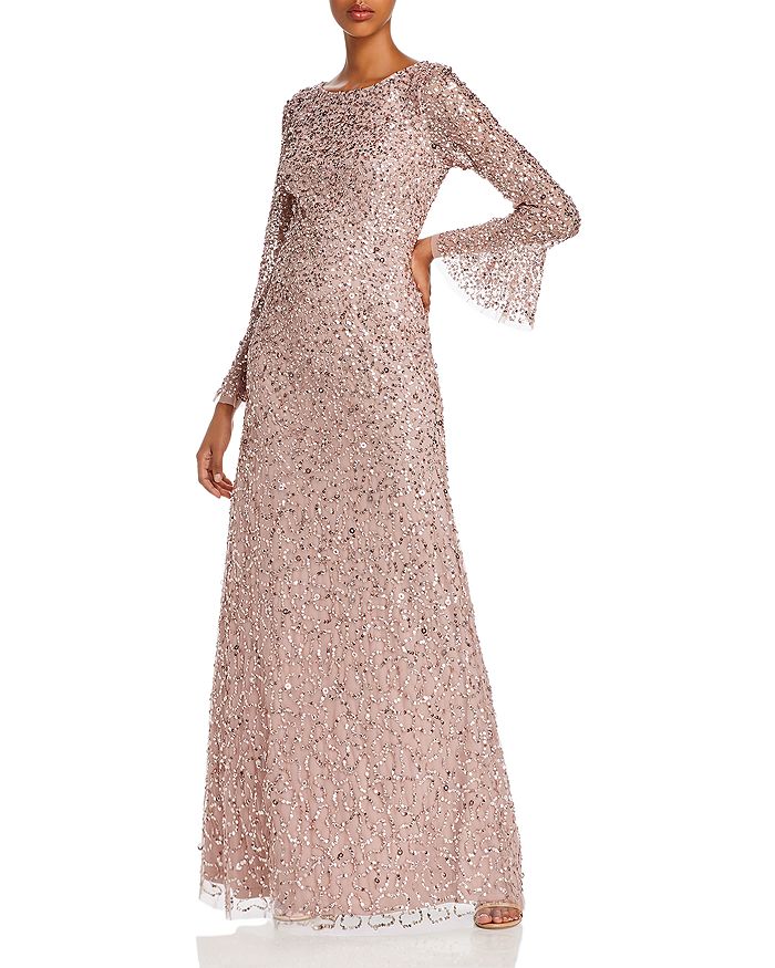 Adrianna Papell Beaded A-line Gown In Cameo