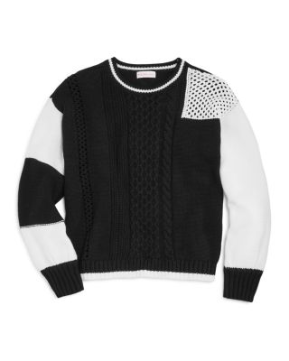 Design History Girls' Mixed-Knit Color-Block Sweater - Big Kid