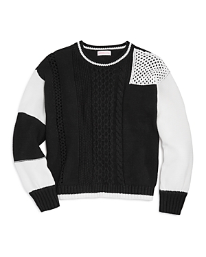 Design History Girls' Mixed-Knit Color-Block Sweater - Big Kid