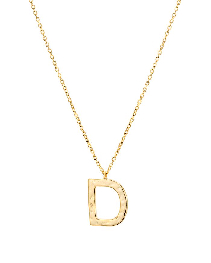 Argento Vivo Hammered Initial Pendant Necklace In 18k Gold-plated Sterling Silver, 18-20 In Gold D