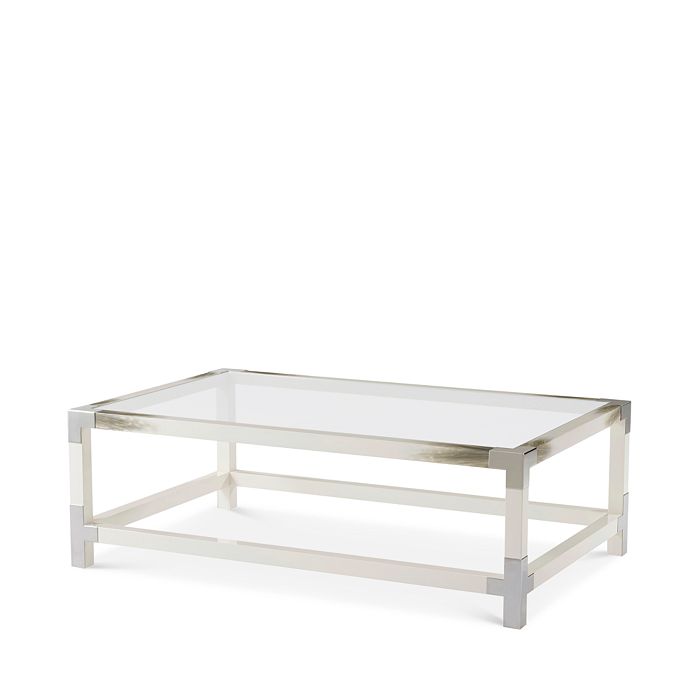 Theodore Alexander Cutting Edge Square Cocktail Table In White Horn
