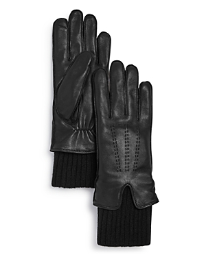 Fownes Knit-Cuff Leather Tech Gloves