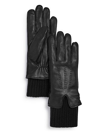 Fownes - Knit-Cuff Leather Tech Gloves
