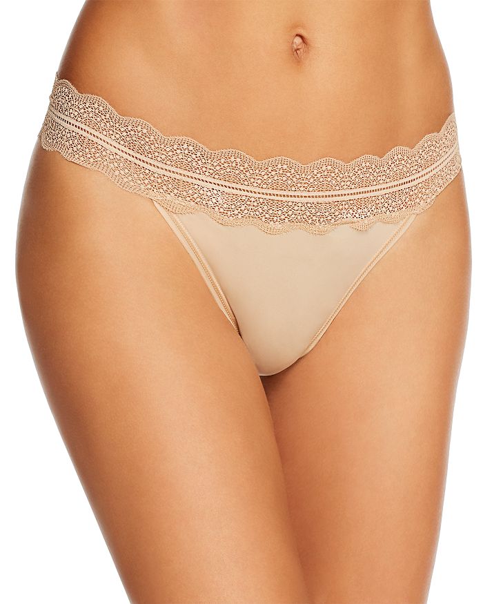 Shop Calvin Klein Micro Lace Thong In Bare