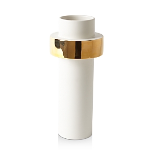 Shop Global Views High Goldtone-ring Vase In White/gold