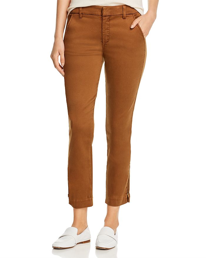 Level 99 Brittany Ankle-zip Cropped Pants In Tobacco
