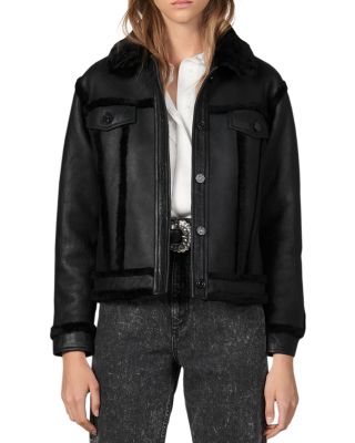 sandro shearling jacket womens
