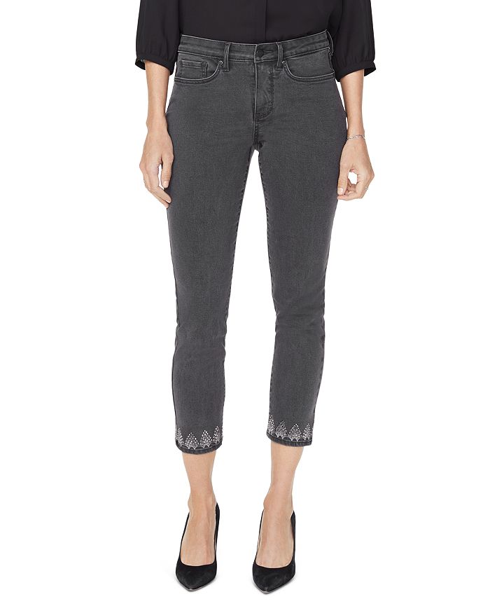 NYDJ SHERI EMBROIDERED CROPPED SLIM JEANS IN FOLSOM,MBNQSA2822