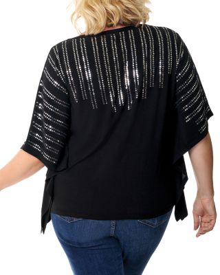 plus size blue sequin top