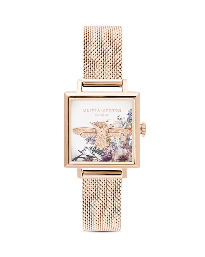 Olivia Burton Women S Enchanted Garden Rose Gold Tone Stainless Steel Mesh Bracelet Watch 22 5mm In Pale Rose Gold Modesens