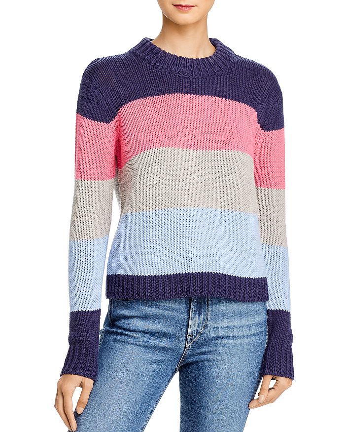 AQUA Striped Crewneck Sweater - 100% Exclusive | Bloomingdale's