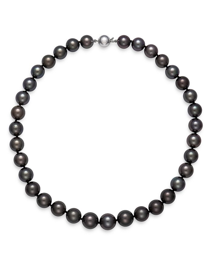 Bloomingdale's Tahitian Black Cultured Pearl Collar Necklace In 14k White Gold - 100% Exclusive In Black/white