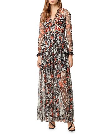 FRENCH CONNECTION Floral Embroidered Lace Trimmed Maxi Dress ...