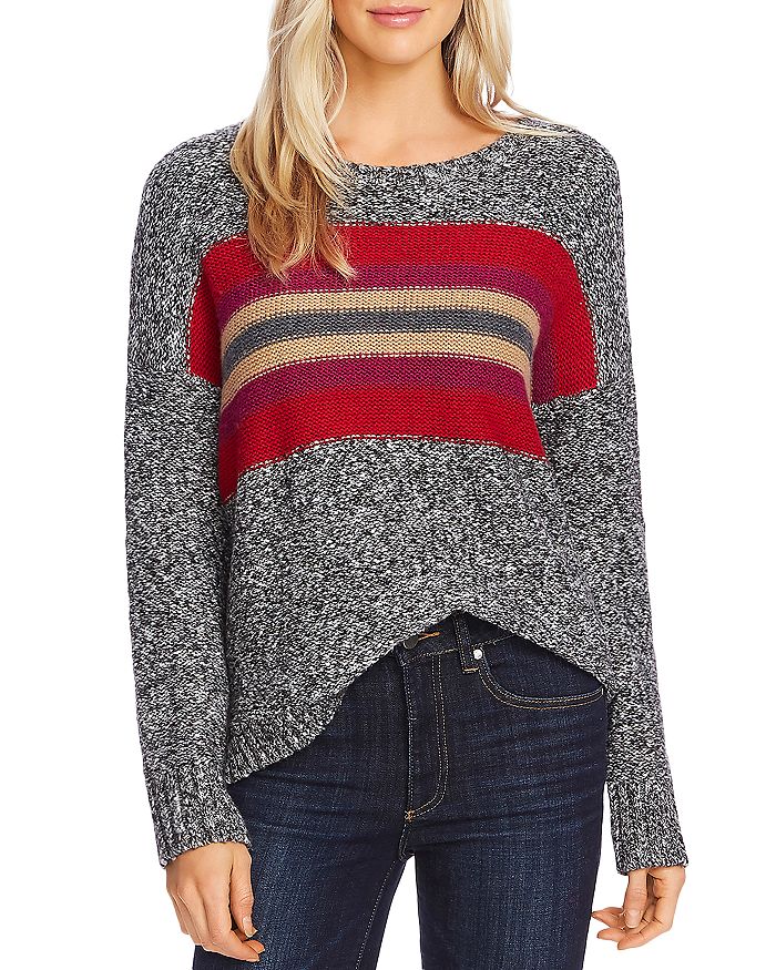 VINCE CAMUTO MARLED STRIPE-PANEL SWEATER,9069203